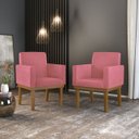 Ver imagem 1 de KIT 02 Cadeiras Com Base Mesa De Estudos Poltrona Decorativa Cor:Rosa