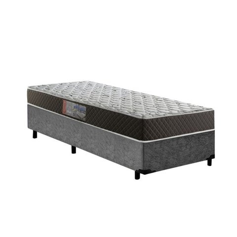 Cama Box Solteiro Colchão Mola Bonnel Acolchões + Box Suede 60x88x188 - Cinza
