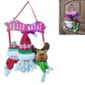 Enfeite Papai Noel e Amigos de Porta com Luz Decoração Apartamento Natalina Placa Feliz Natal - 2