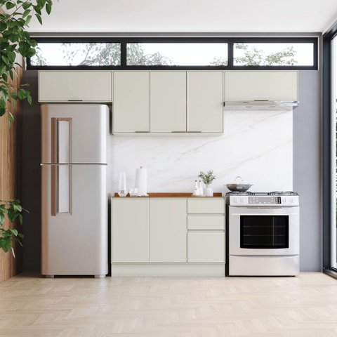 Cozinha Completa Fineze 8 Portas 2 Gavetas com Tampo 100% MDF Areia Hp/Cinamomo - Henn