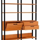 Ver imagem 3 de Estante Alta Estilo Industrial 1 Porta 2 Gavetas E92 Freijó/Preto Fosco - Pradel