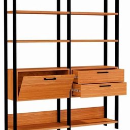Estante Alta Estilo Industrial 1 Porta 2 Gavetas E92 Freijó/Preto Fosco - Pradel - 3
