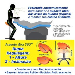 Cadeira Mocho Sela Bipartido Ergonômico Ortho Pauher - 2