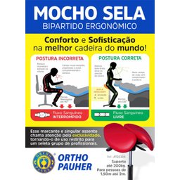 Cadeira Mocho Sela Bipartido Ergonômico Ortho Pauher - 3