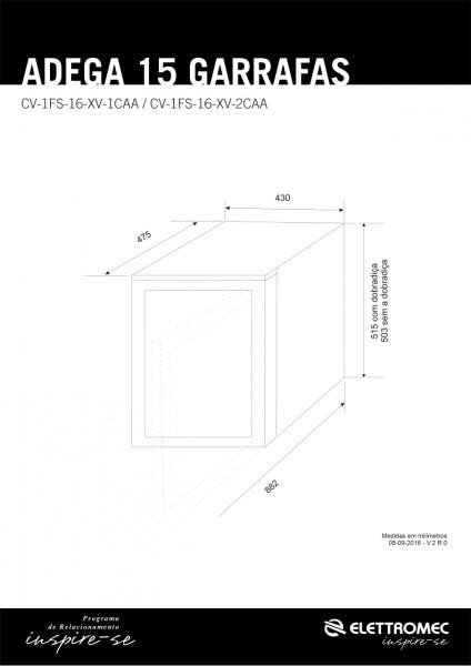 Adega Climatizada Elettromec 220V Cv-1Fs-16-Xv-2Caa 15 Garrafas Compressor Inox - 5