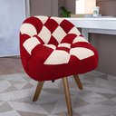 Ver imagem 1 de Poltrona Paloma Escritório Sala Giratória Madeira Suede Vermelho e Suede Bege - Dominic Decor