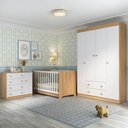 Ver imagem 1 de Quarto de Bebê Completo Berço Americano 3 em 1 Encanto Multimóveis Mp4581 Madeirado/branco