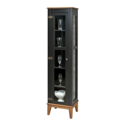 Cristaleira Remy 1 Porta Cor Preto com Base Amêndoa 180 Cm - 60758