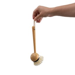 Escova Multiuso de Limpeza com Cabo de Bambu Louça Cozinha - Preto - 4