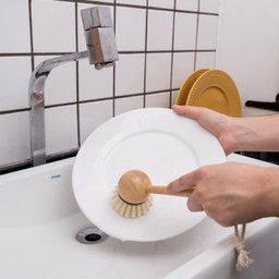 Escova Multiuso de Limpeza com Cabo de Bambu Louça Cozinha - Preto - 7