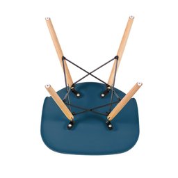 KIT - Mesa redonda Eames 100 cm preto + 4 cadeiras Eiffel DSW Azul petróleo - 6