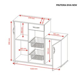 Fruteira Notável Diva New 2 Porta 1 Gaveta Nogal/branco - 2