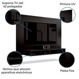 Painel Suporte para Tv até 43 Polegadas Fox New com Nicho Preto Fm - 5