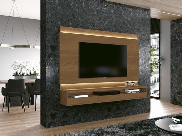 Painel TV 75 Polegadas Savoy 200cm EDN Móveis - Cedro Natural