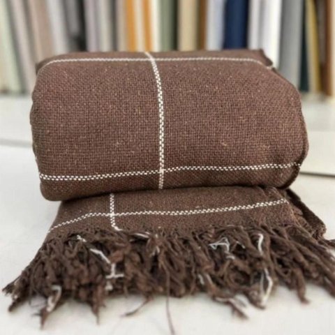 Kit 2 Manta para Sofá Grande 2 e 3 Lugares 240x180cm 100% Algodão Marrom com Branco