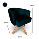 Ver imagem 2 de Poltrona Decorativa Leila em Veludo Base de Madeira MQ Decor - Preto Veludo