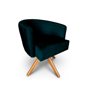 Poltrona Decorativa Leila em Veludo Base de Madeira MQ Decor - Preto Veludo