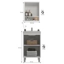 Ver imagem 2 de Gabinete de Banheiro Kit 03 Peças 45cm com Espelho e Lavatório Ref 453 Cewal - Branco/grafite