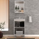 Ver imagem 3 de Gabinete de Banheiro Kit 03 Peças 45cm com Espelho e Lavatório Ref 453 Cewal - Branco/grafite