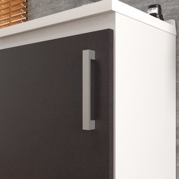 Gabinete de Banheiro Kit 03 Peças 45cm com Espelho e Lavatório Ref 453 Cewal - Branco/grafite - 4