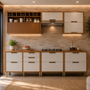 Ver imagem 2 de Cozinha Completa Modulada 6 Peças 100% MDF Imperatriz Marrom/Off White - Nesher