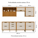 Ver imagem 3 de Cozinha Completa Modulada 6 Peças 100% MDF Imperatriz Marrom/Off White - Nesher