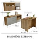 Ver imagem 2 de Cozinha Modulada 6 Peças 4 Portas 7 Gavetas Ripado Painel Ilha Marquesa 100 Mdf
