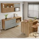 Ver imagem 1 de Cozinha Modulada 6 Peças 4 Portas 7 Gavetas Ripado Painel Ilha Marquesa 100 Mdf