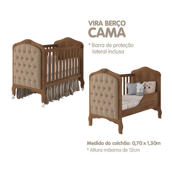 Quarto de Bebê com Berço Mini Cama Harmonia com Capitonê e Cômoda Encanto Permóbili Móveis - Savana/ - 6