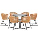 Ver imagem 1 de Mesa com 6 Cadeiras de Jantar Roma 120cm e Noronha em Alumínio Preto Corda Náutica Estofado 7 Trama