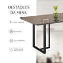 Ver mais imagens de Mesa para Sala de Jantar Retangular 160x90cm MDF com Vidro Lunna Cinza/Preto Fosco/Grafite