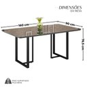 Ver imagem 3 de Mesa para Sala de Jantar Retangular 160x90cm MDF com Vidro Lunna Cinza/Preto Fosco/Grafite