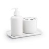 Kit higiene porcelana porta escova e saboneteira com bandeja - 1
