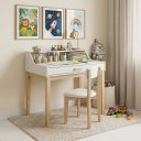 Ver imagem 1 de Escrivaninha Infantil MDF para Quarto com Cadeira Infantil Pé de Madeira Branco