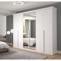Guarda-Roupa Casal 6 Portas com Espelho Guarapari Panan Móveis - Branco - 1