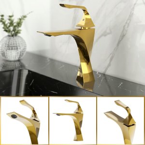Torneira de Banheiro Lavabo Luxo Paris Monocomando Dourada Goldenx