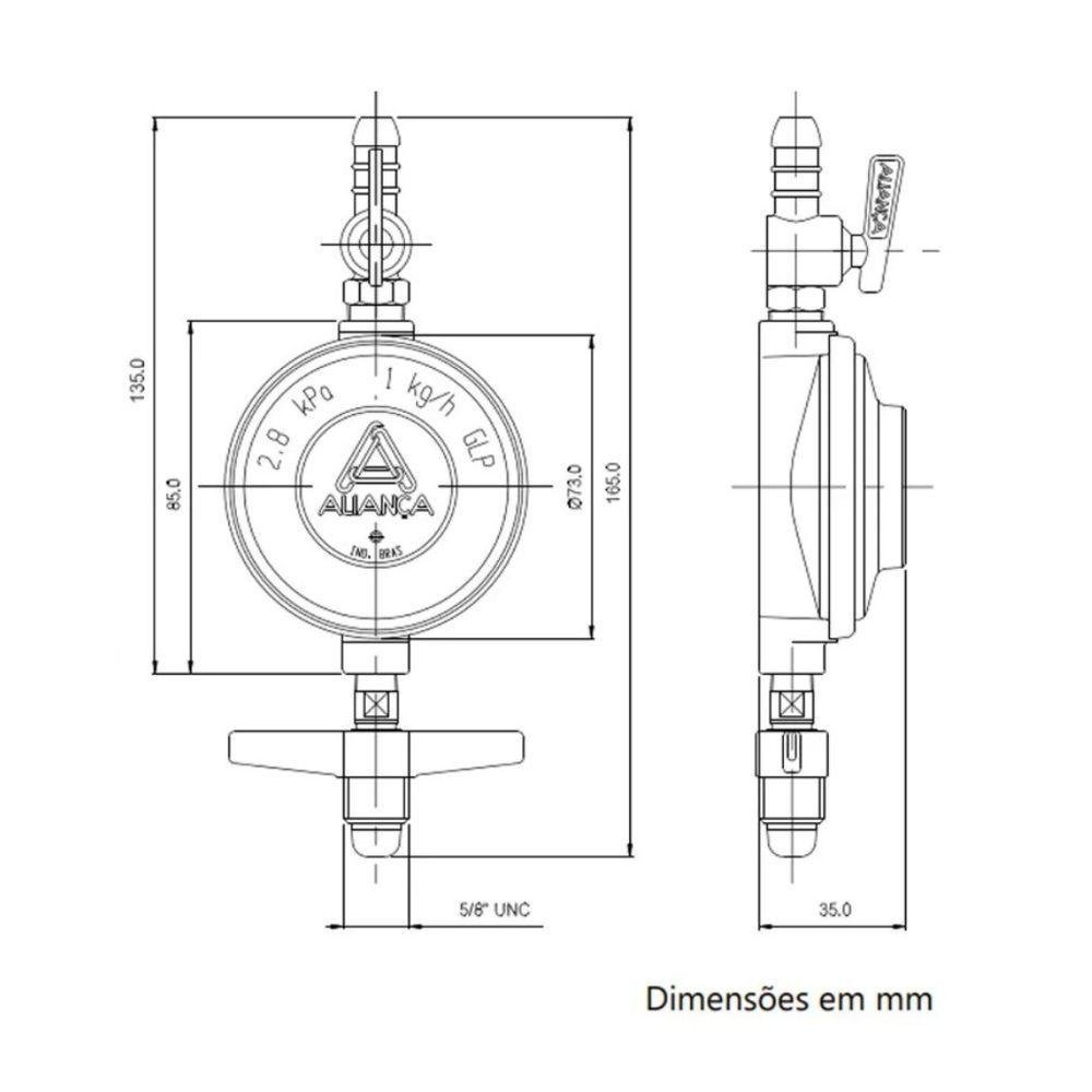 Regulador de Gás 504/01 1 Kg/h - Aliança - 3