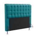 Ver imagem 2 de Kit Cabeceira Estofada Decorativa Dama 195 Para Cama King e Calçadeira Sagitarius Sued Azul Turquesa