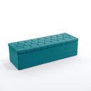 Ver imagem 3 de Kit Cabeceira Estofada Decorativa Dama 195 Para Cama King e Calçadeira Sagitarius Sued Azul Turquesa