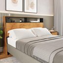 Ver imagem 3 de Cabeceira para Cama Casal ou Queen Quarto Coral com Nicho Naturale/preto Fosco