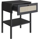 Ver imagem 4 de Cabeceira Solteiro 90cm e 1 Mesa Lateral 1 Gaveta Madeira Moss A03 Nero Preto- Lyam Decor
