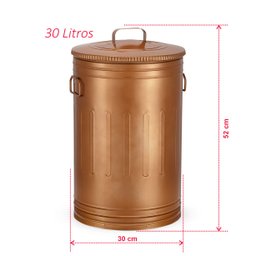Lixeira rose gold 30 litros lata de lixo americana cobre - 6