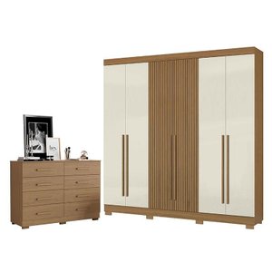 Cômoda 2014148 Atacama e Guarda Roupa Casal 2030230 Atacama Areia - Aramóveis