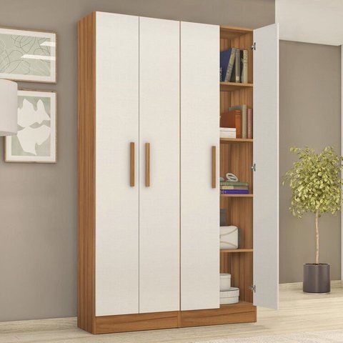 Kit com 2 Armários Multiuso Escritório NT4045 4 Portas e Prateleiras Branco/Trend/Off White Tx