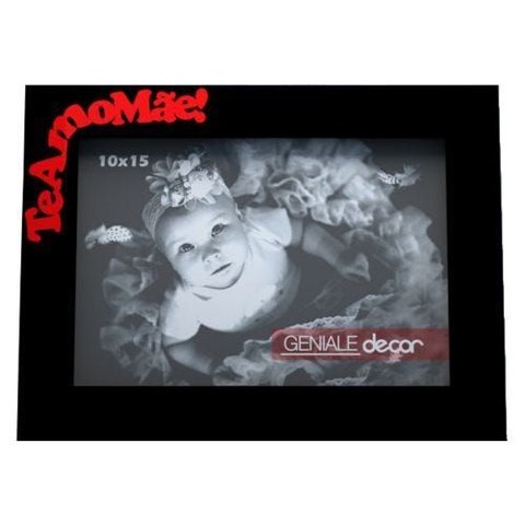 Porta Retrato Horizontal Preto 15x21 Te Amo Mãe Geniale H04