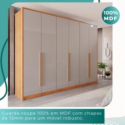 Guarda Roupas 100% Mdf 6 Portas 5 Gavetas Moscou - Mais Móveis Cinamomo/offwhite - 5