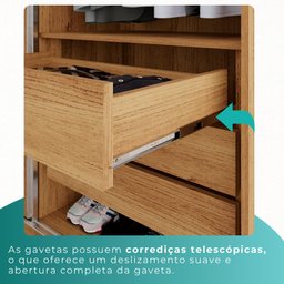 Guarda Roupas 100% Mdf 6 Portas 5 Gavetas Moscou - Mais Móveis Cinamomo/offwhite - 8