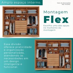 Guarda Roupas 100% Mdf 6 Portas 5 Gavetas Moscou - Mais Móveis Cinamomo/offwhite - 4
