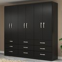 Ver imagem 1 de Guarda-roupa Casal Bergamo 6 Portas 9 Gavetas - Evidencia Móveis