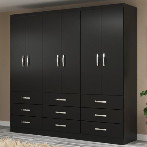 Guarda-roupa Casal Bergamo 6 Portas 9 Gavetas - Evidencia Móveis